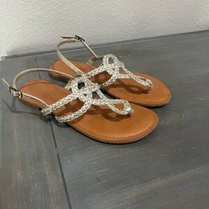 Universal Thread Gold and Silver Braided Sandals Size: 7